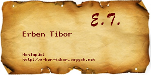 Erben Tibor névjegykártya